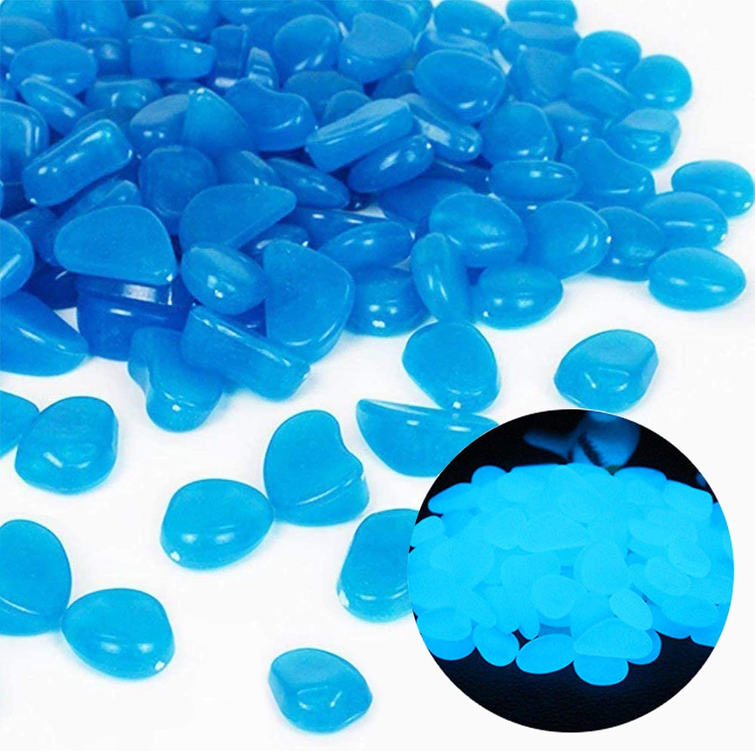 Aquarium Plant Order - Fish Tank Rocks Glow Blue Pebbles