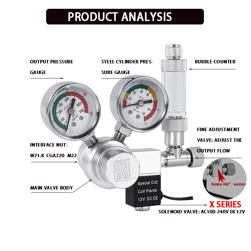 Aquarium CO2 regulator solenoi - огляд і ціна Aquarium Plant Order